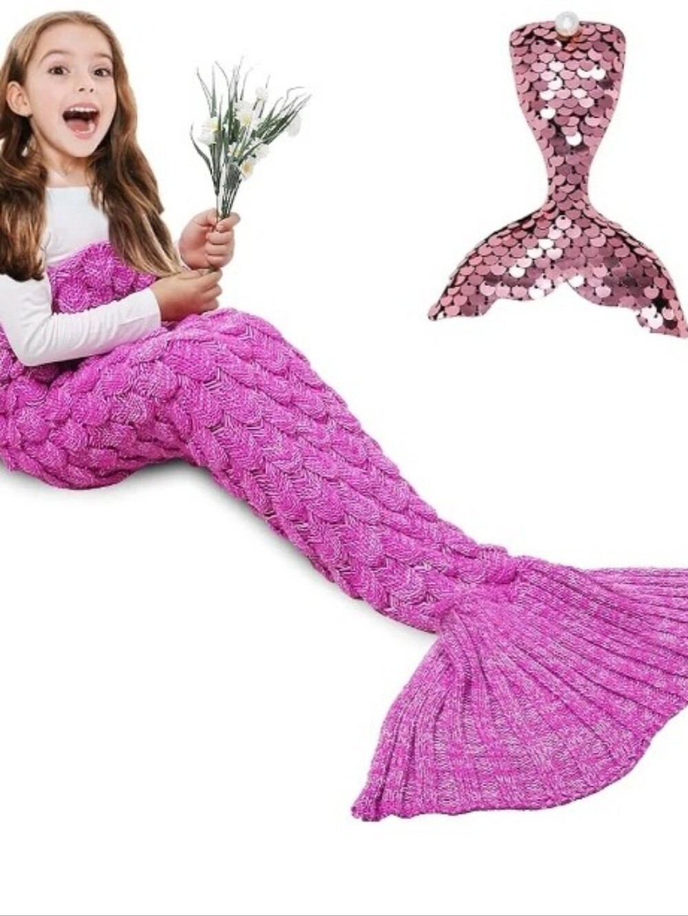 Beautiful Handmade Teen/kids Crochet Mermaid Tail Blanket – Pink